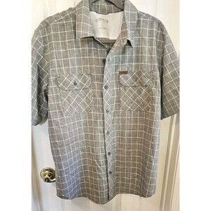 Orvis Vented Fishing Shirt Large PFG Gray Window Pane Check Outdoor